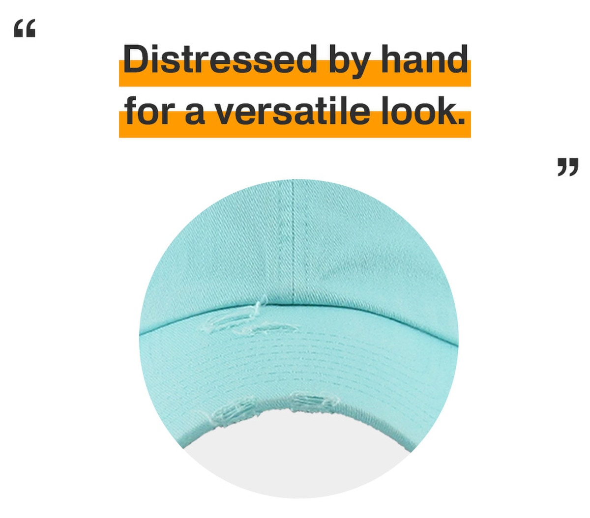 Diamond Blue Distressed Vintage Baseball Cap Front View